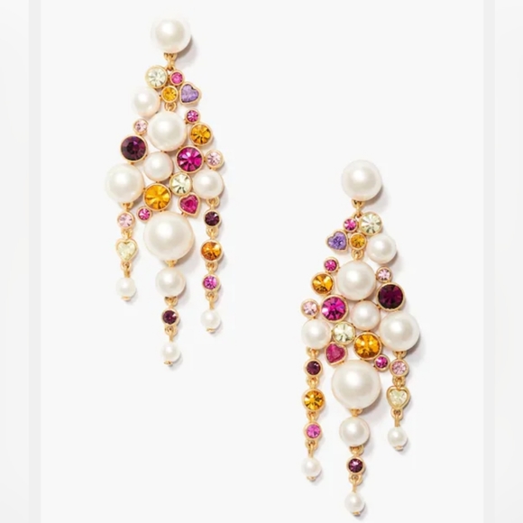 Kate Spade. Multicolor Pearl Caviar Statement Earrings NWT & Dust Bag - Picture 1 of 4
